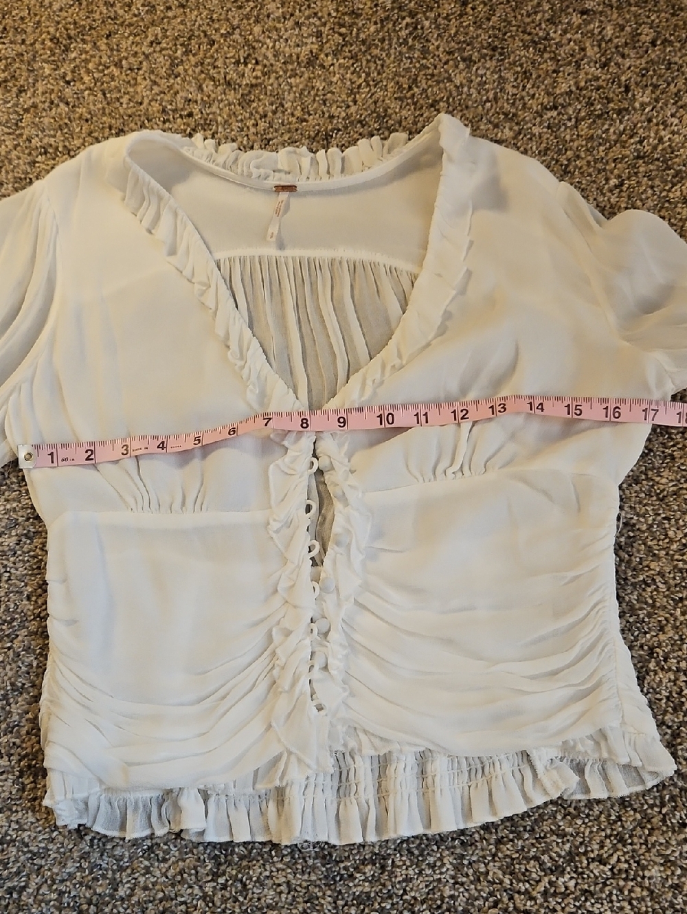 Free People Sheer Ruffle Button-Front Top - Picture 5 of 9